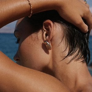 Orecchini ovali in argento in acciaio inossidabile da donna, stile moda mare