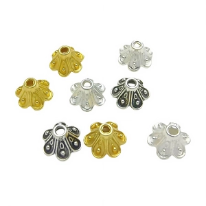Tibetan silver retro flower bead caps in gold and silver finish for DIY jewelry crafting