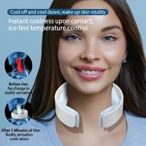 Cooling neck ring for heat relief featuring a sleek white design and large cooling pads