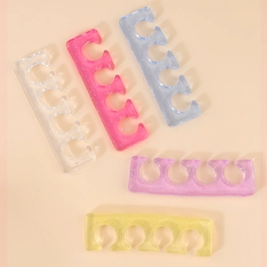 Five-color glitter silicone toe separators for pedicure and nail art application