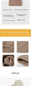 Detailed specs of the jacquard beanie with faux rabbit fur texture and size parameters