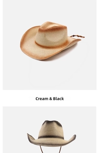 Detailed close-up showing the tight weave and textures of this straw cowboy hat