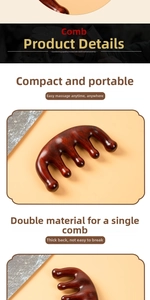 Macro detail of natural sandalwood massage comb with smooth round teeth and wooden grain