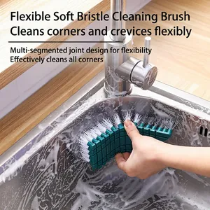 Flexible Cleaning Brush PP Plastic Bendable Handle Multi-Functional Sink Scrub Brush For Kitchen Bathroom Tile Corner