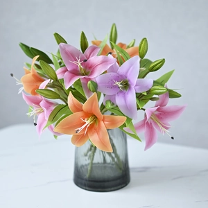 Real Touch Artificial Lily Flowers Single Stem With Buds For Home Wedding Party Table Centerpiece Decoration Aesthetic
