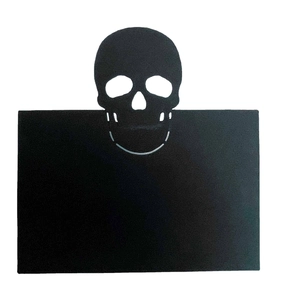 Halloween black skull place card for table setting with a sturdy rectangular base