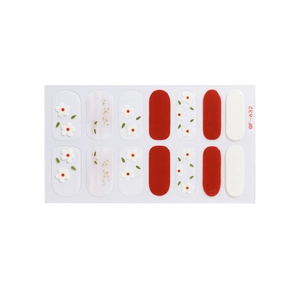 Waterproof heart nail art stickers set with floral and gold glitter patterns QF-632