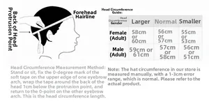 Size chart showing head circumference measurements for cotton plaid beret and flat caps