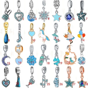 Enamel Alloy Blue Zircon Charms Ocean Theme Starfish Heart Animal Pendants For DIY Bracelet Jewelry Making