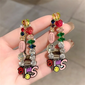 Sparkling crystal hair clips for women with handmade smile and colorful rhinestones