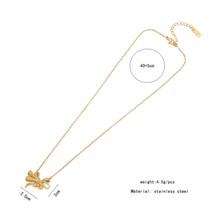 Detailed size specifications for the gold bow pendant necklace in stainless steel