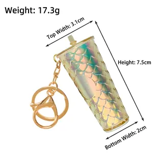 Detailed dimensions of miniature rainbow scale keychain showing height and width