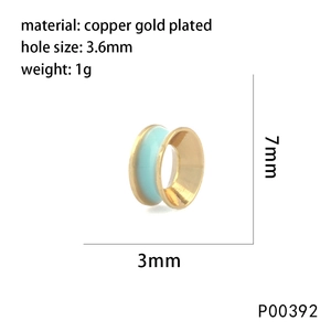 Light blue enamel round spacer bead in gold plated copper for DIY jewelry making