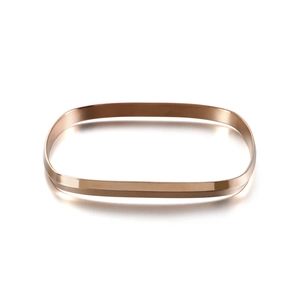 Minimalist square rose gold titanium steel bangle with polished mirror finish for women