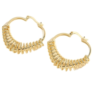 Golden spiral geometric heart-shaped hoop earrings with elegant twisted metal wire design