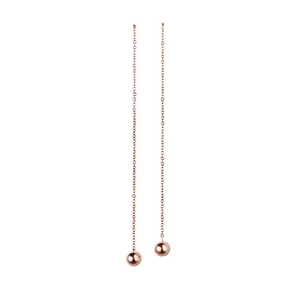 Orecchini a catena lunga minimalisti in acciaio al titanio oro rosa 18K con perline
