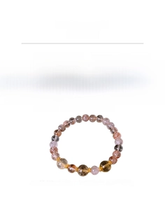 Detail view of Citrine and Rutilated Quartz bracelet with 17.8cm length specifications