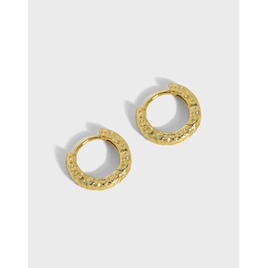 925 Sterling Silver Hammered Texture Hoop Earrings Geometric Hinged Huggie Minimalist Modern Jewelry For Women