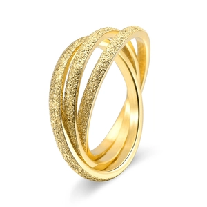 Interlocking Multi Band Stainless Steel Frosted Polished Surface Minimalist Korean Style Fashion Jewelry For Lovers