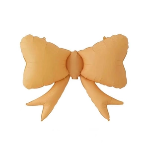 Large apricot matte bow-shaped foil balloon for Korean style party decoration backdrop