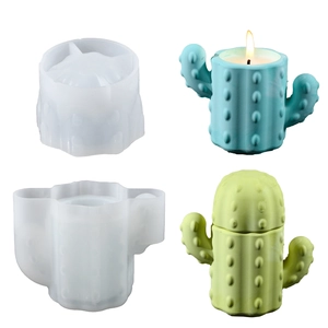 DIY cactus silicone mold set for resin storage jars and scented candle making