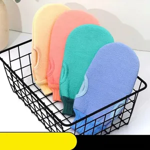 Exfoliating Bath Gloves Rayon Fiber Dead Skin Removal Mitts For Body Shower Deep Cleaning Double Sided With Thumb Hole
