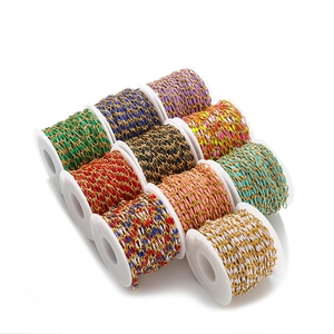 Multiple spools of 3.7mm colorful drip oil stainless steel DIY jewelry chains on white