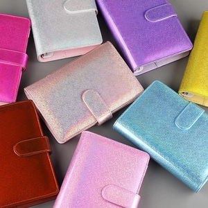 Glitter macaron PU leather loose-leaf notebook covers in multiple vibrant colors