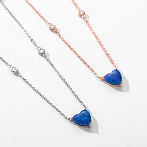 Elegant S925 sterling silver heart opal necklaces in silver and rose gold finishes
