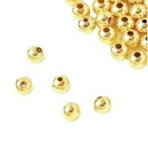 Polished round 18k gold plated copper beads for jewelry making and DIY crafts