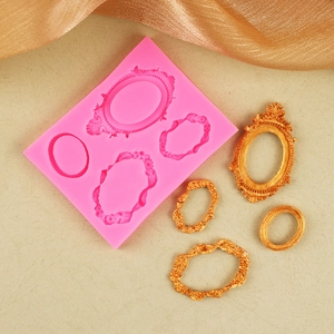 Baroque Photo Frame Relief Border Silicone Mold DIY Cake Decoration Fondant Chocolate Crafting Vintage Ornate Mirror Style