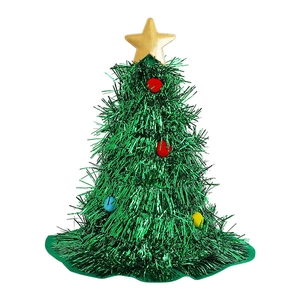 Chapeau de sapin de Noël vert scintillant avec étoile dorée et pompons multicolores
