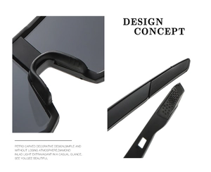 Detail of ergonomic black nose pads and anti-slip temples on sport sunglasses