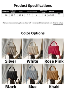 Detailed size chart and multi-color options for quilted PU leather small square handbag