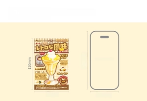 Size comparison of retro food theme sticker book with 120x80mm dimensions