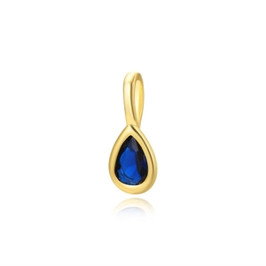 18k gold plated teardrop pendant with blue zircon for DIY bracelets and necklaces
