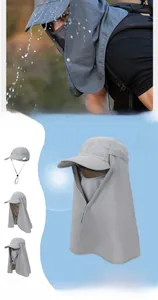 Waterproof quick-dry outdoor sun hat with detachable face shield and neck protection flap