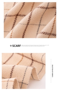 Macro view of soft beige and brown checkered fabric with fine woven texture detail