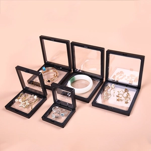 3D Floating Suspension Jewelry Display Box Plastic Case With PE Film For Rings Earrings Coins Specimens Dustproof Organizer