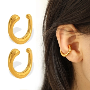 Minimalist Titanium Steel Stainless Steel C-Shaped Non-Pierced Ear Clips For Women Gold Geometric Ear Cuffs Trendy Fashion Jewelry