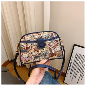 Detailed view of high-density jacquard fabric with cartoon bear pattern and PU leather trim