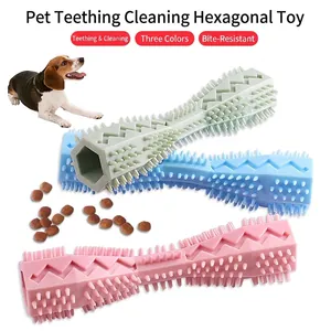 Pet Dog Chew Toy TPR Hexagonal Molar Stick Teeth Cleaning Dental Care Bite Resistant Interactive Puppy Mastication Tool