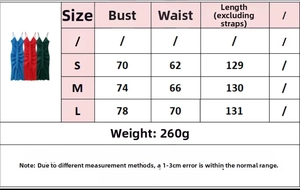 Tableau des tailles détaillé pour robe en satin sans manches avec mesures du buste et taille