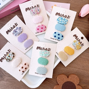 Fermagli per Capelli in Tessuto Floreale per Bambine Fermagli Ovali BB con Fantasia a Pois e Plaid Accessori Capelli
