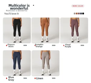 Hoch taillierte Yoga-Leggings in den Farben Schwarz, Orange, Lila, Blaugrau und Leinen