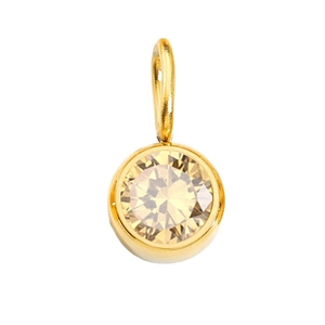Elegant 8mm round champagne color zircon pendant with gold plated finish for DIY necklaces