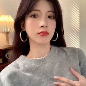 Polished silver large hoop earrings for women, minimalist circle design in 6cm diameter