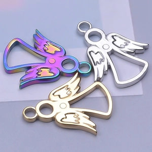 18k gold plated angel wing pendant necklaces in gold, silver and rainbow colors
