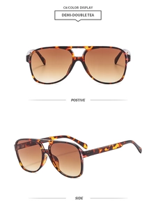 Detailed views of classic tortoise shell aviator sunglasses with gradient tea lenses