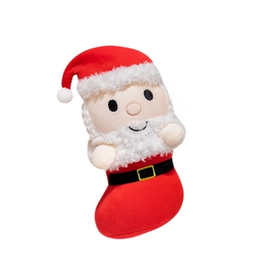 Plush Santa Claus Christmas stocking doll featuring red velvet and white fleece details